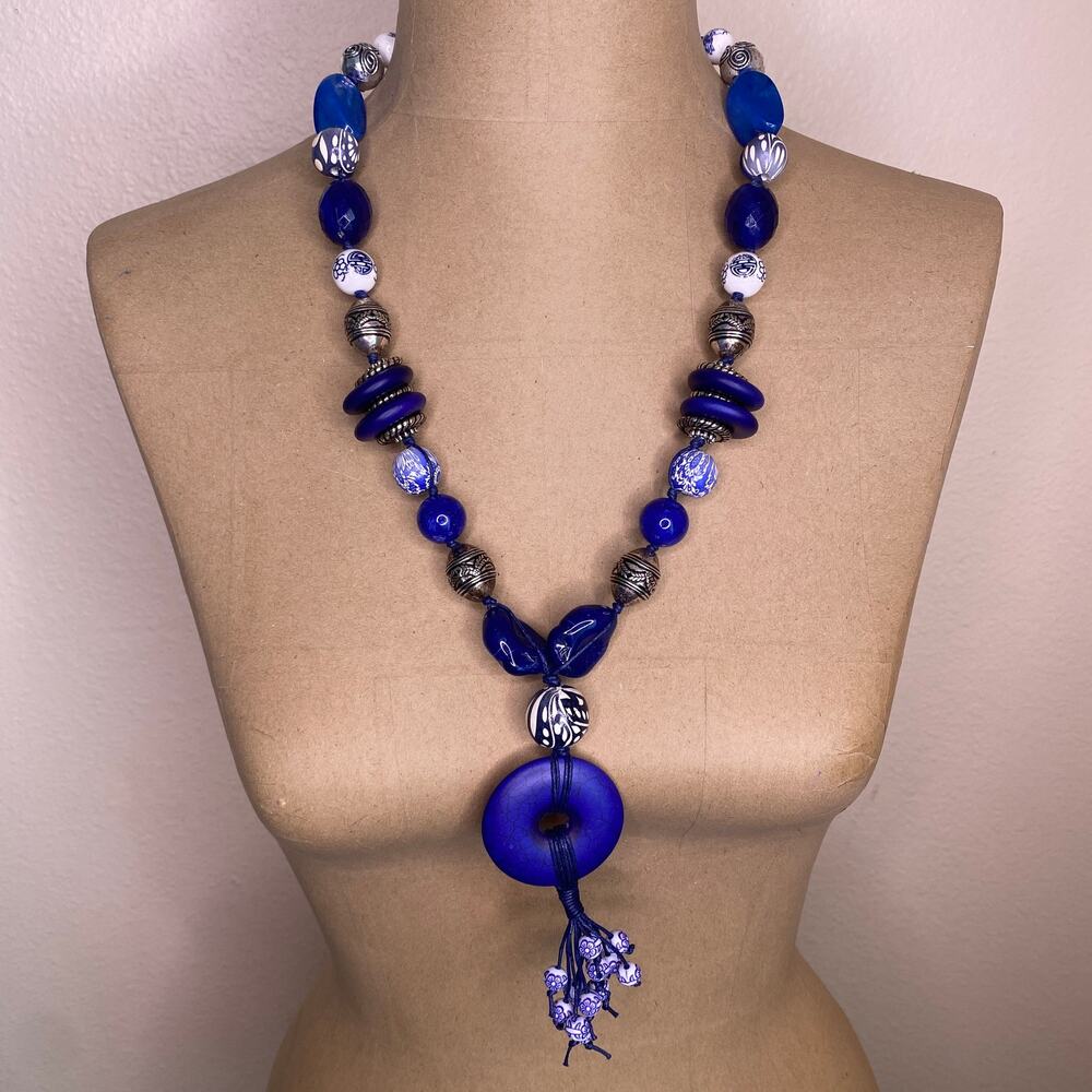 Bright Blue Long Fashion Necklace
